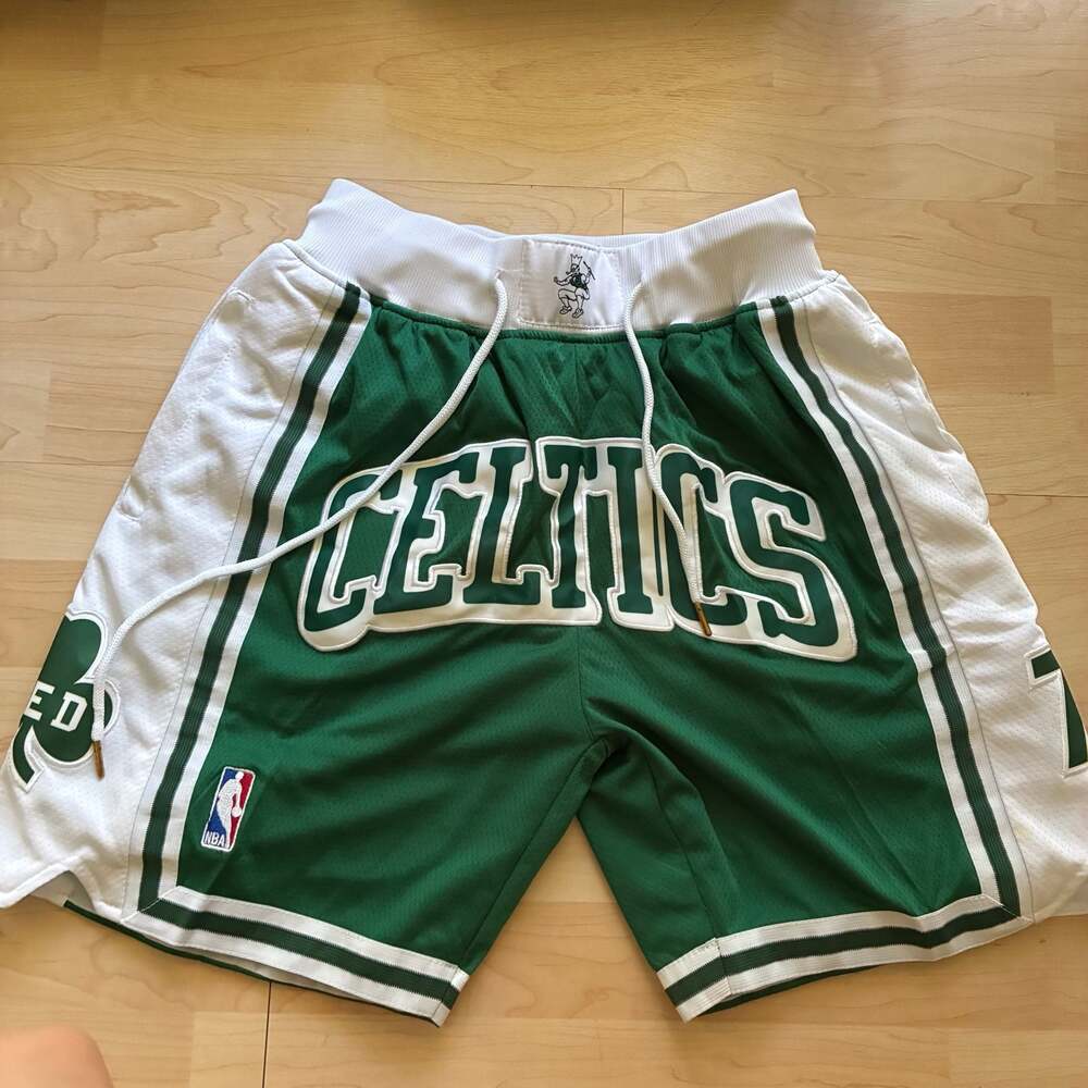 Just Don NBA Boston Celtics Basketball Shorts White Green SIZE Small